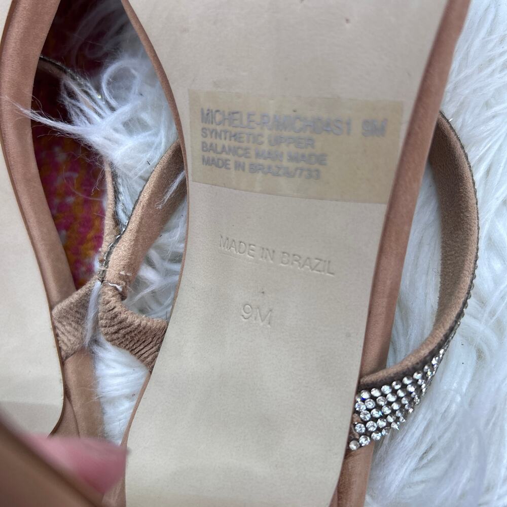 Steve Madden Michele-R Camel Multi Rhinestone High Heel Sandals 9 Square Toe - Picture 7 of 7